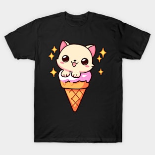 Copy of Cute Kitten In An Ice Cream Pattern T-Shirt